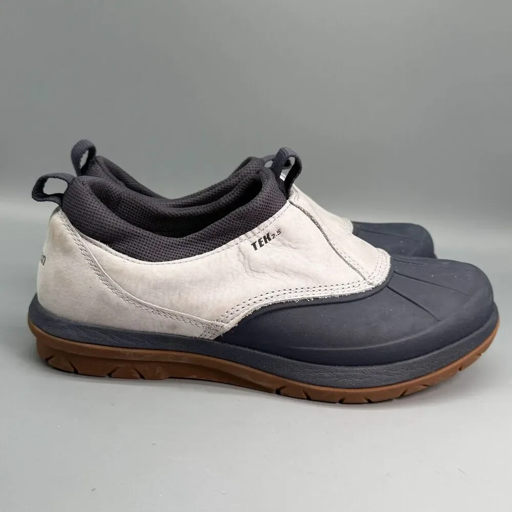 L.L. Bean Storm Chaser 5 Slip-Ons Womens 9.5 Gray White Leather Waterproof Boots
